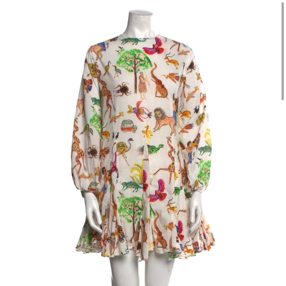 RHODE Multicolor Animal Print Long Sleeve Dress